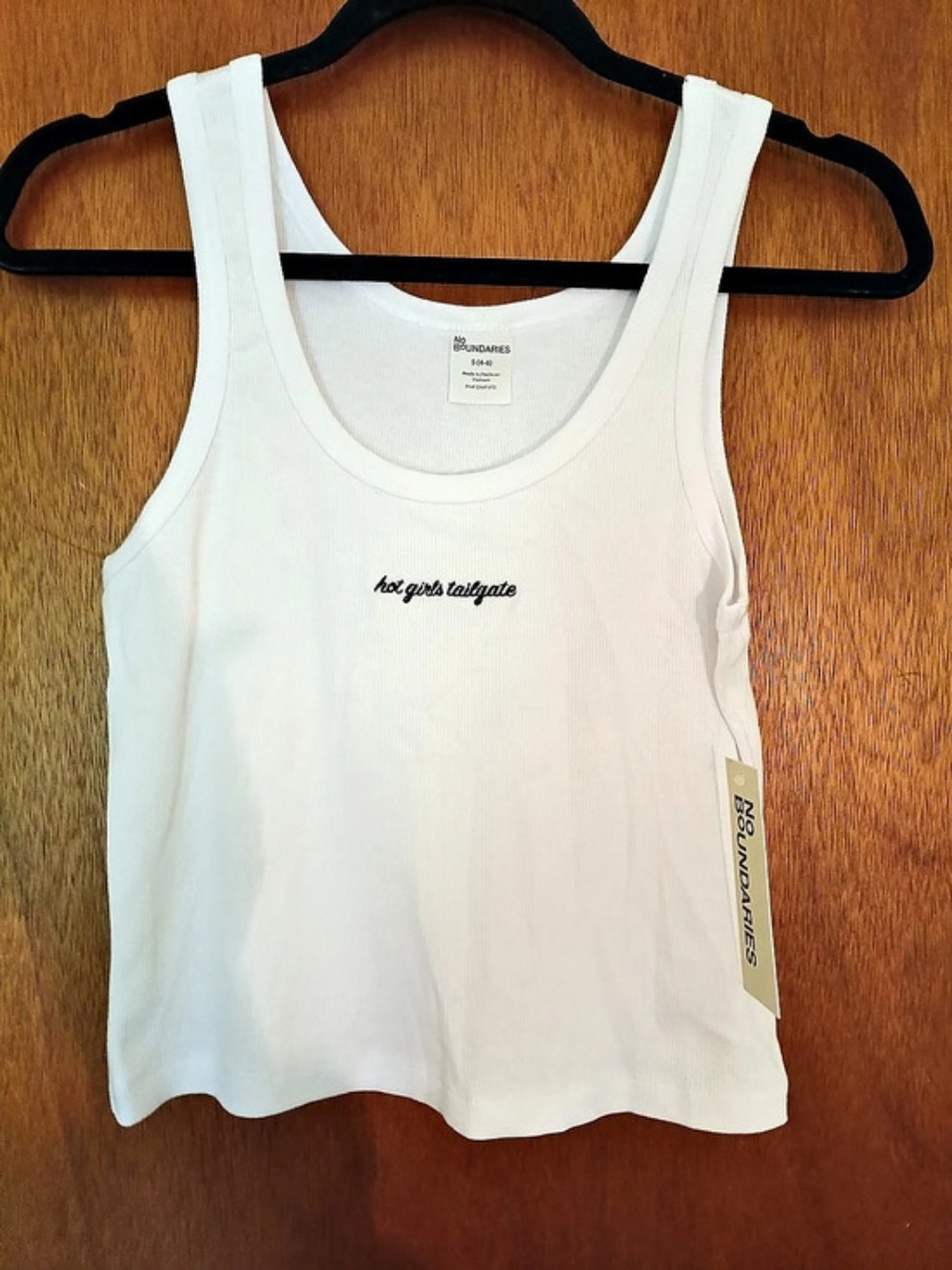 No Boundaries Hot Girls Tailgate Ribbed Tank Top White Medium